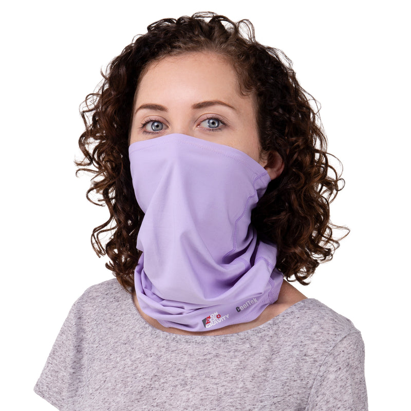 a lavender spandex neck gaiter for summer