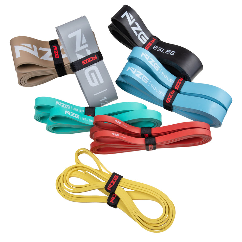 NonZero Gravity Natural Rubber Power Resistance Band Light-High Intensity 10-140 LBS Complete Set (11-piece)