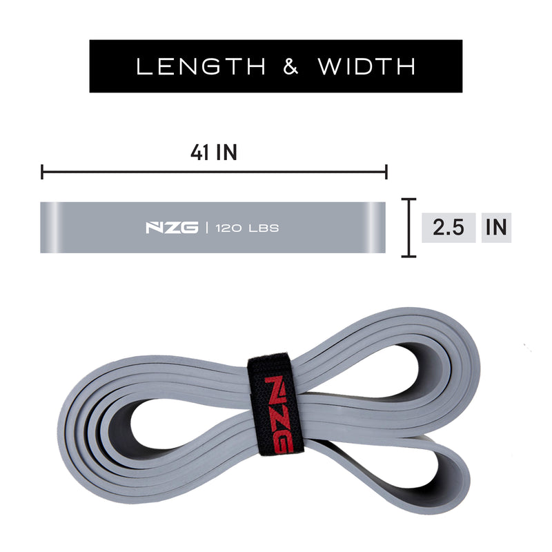 NonZero Gravity 100% Latex-Free Natural Rubber Power Resistance Band High-Intensity Silver 120 LBS (Single)