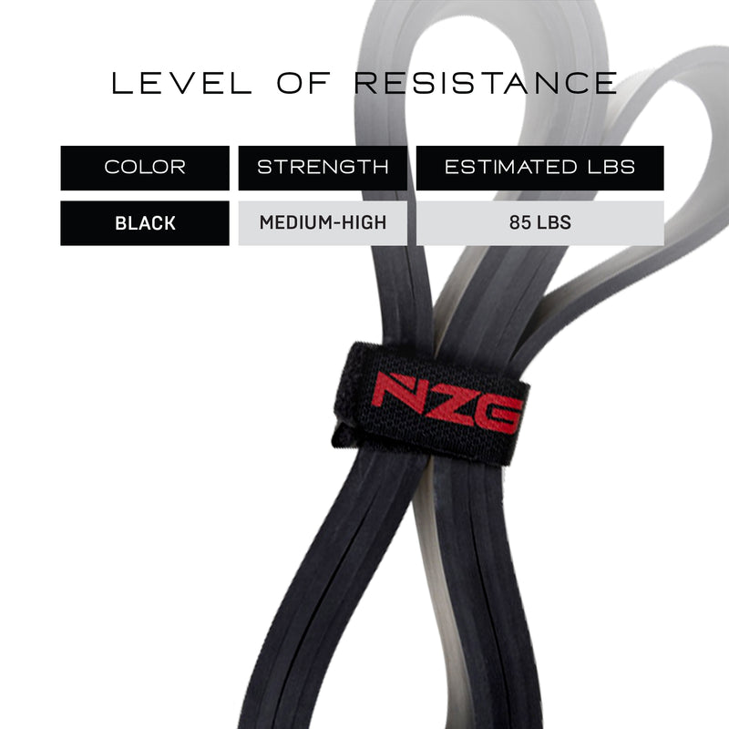 NonZero Gravity 100% Latex-Free Natural Rubber Power Resistance Band Medium-High Intensity Black 85 LBS (Single)
