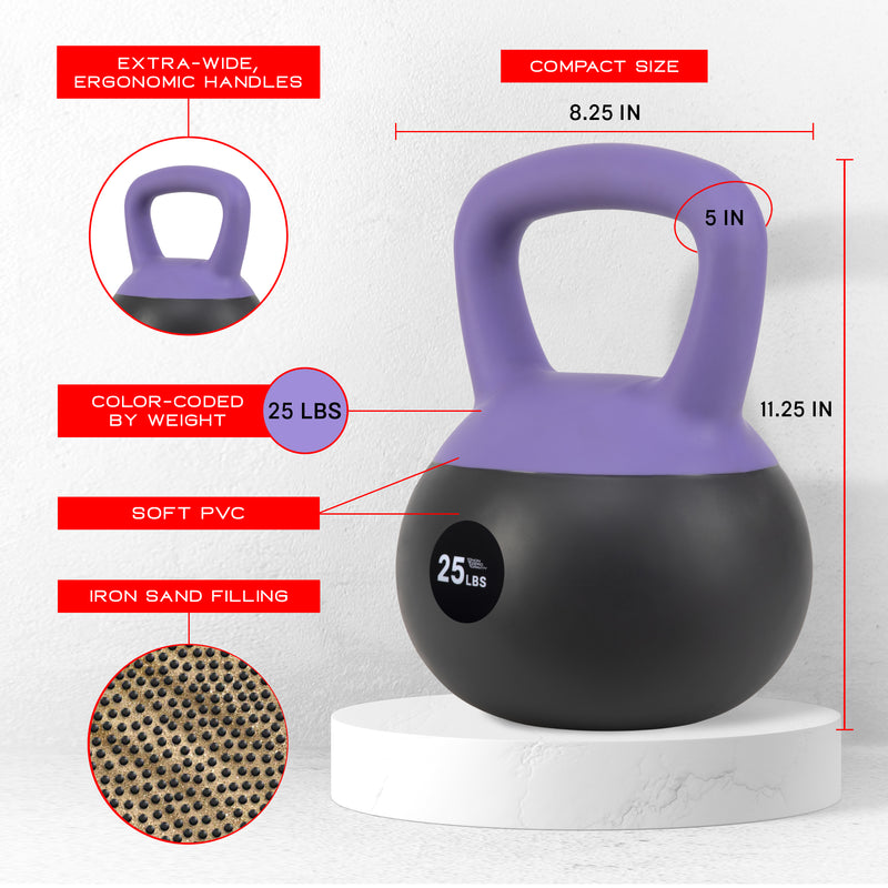 NonZero Gravity Iron Sand Shock-Proof Kettlebell Weight with soft base, sturdy two-hand grip & iron sand filling for workouts 