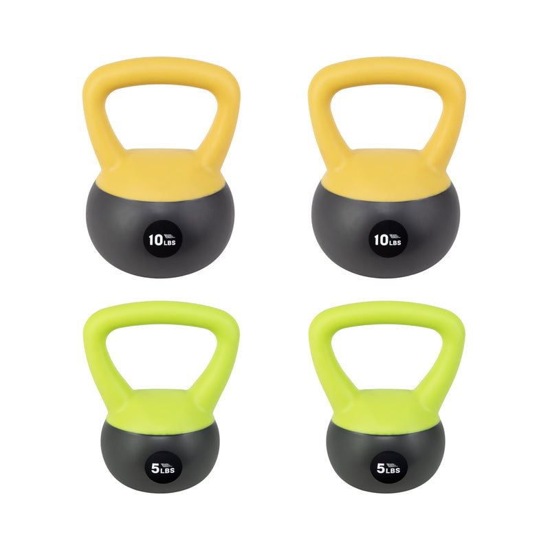 NonZero 4-piece 30lb Beginner Iron Sand Kettlebell Set Shock-Proof Weights with soft base, sturdy two-hand grip & iron sand filling for workouts 