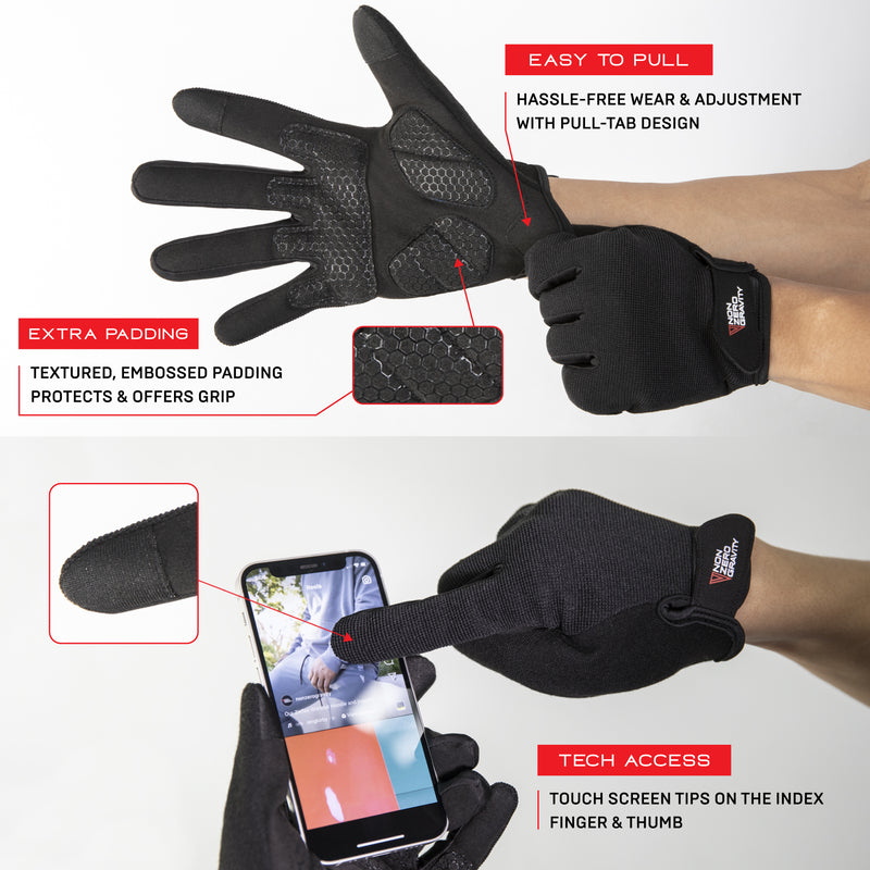 NonZero Gravity Tech-Touch Antimicrobial Germ-Proof Odor-Proof Weightlifting Padded Full Finger Workout Gloves