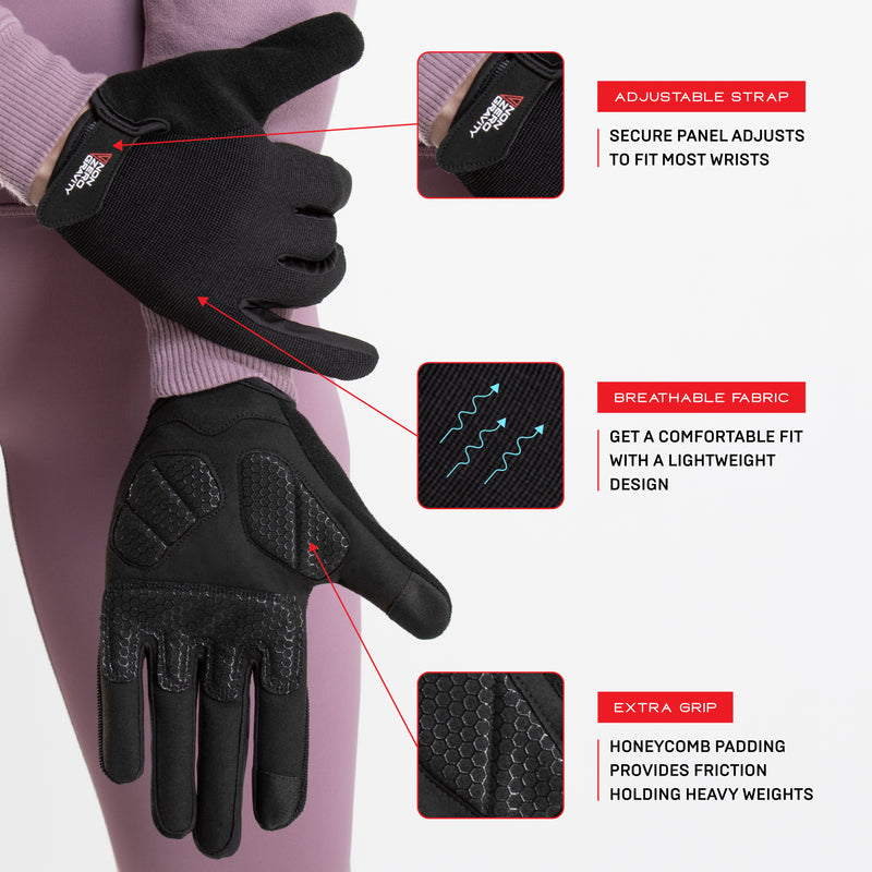 NonZero Gravity Tech-Touch Antimicrobial Germ-Proof Odor-Proof Weightlifting Padded Full Finger Workout Gloves