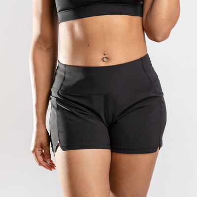 NonZero Gravity Women’s ZinTex Low-Rise Training Shorts made with Recycled Polyester & Spandex in Coal 