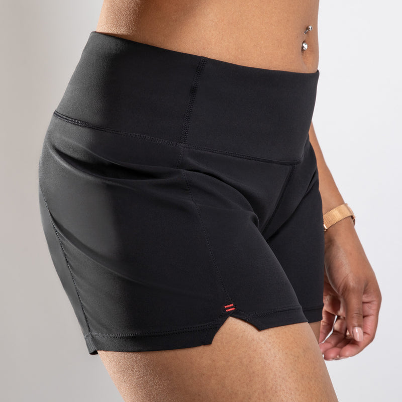 NonZero Gravity Women’s ZinTex Low-Rise Training Shorts made with Recycled Polyester & Spandex in Coal 