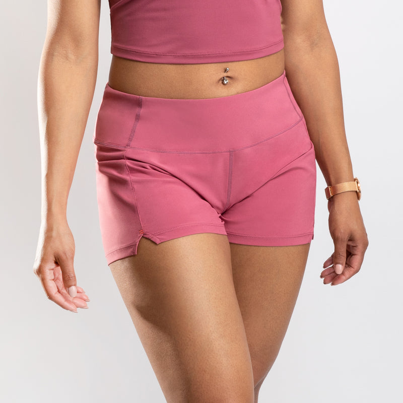 NonZero Gravity Women’s ZinTex Low-Rise Training Shorts made with Recycled Polyester & Spandex in Berry