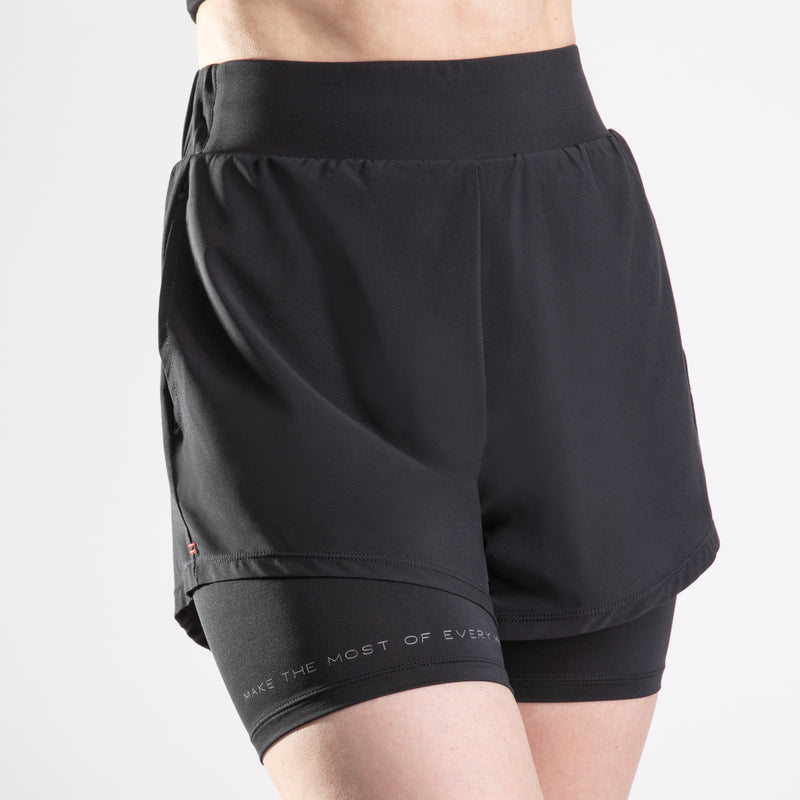 NonZero Gravity Women’s ZinTex Eco High-Rise Running Shorts made with Recycled Polyester & Spandex in Coal 