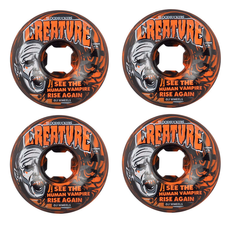OJ Red/Black Swirl Bloodsuckers Skateboard Wheels | 56mm 97A