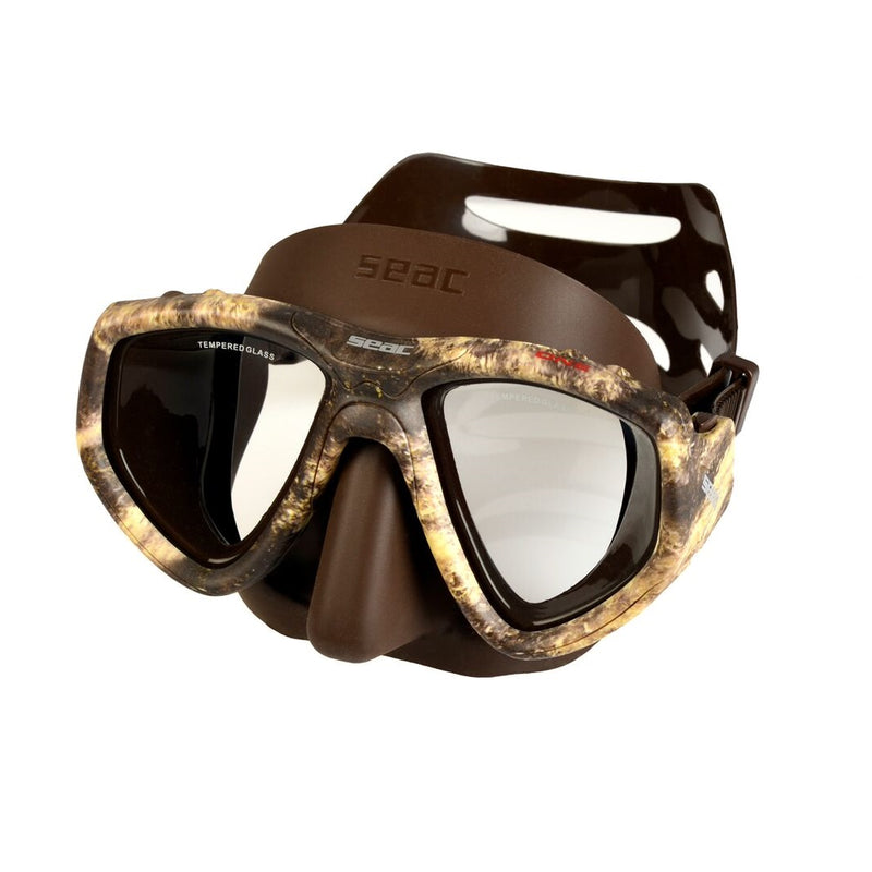 SEAC ONE Scuba Diving Snorkeling Freediving Mask, Dual Lens, Camo Series- Blue, Brown, Grey, Green