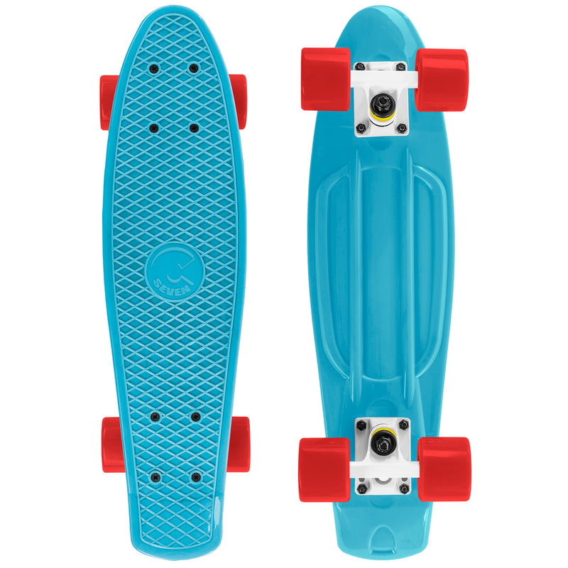 Cal 7 22 Inch Blue, White, and Red Retro Style Mini Cruiser Complete Skateboard