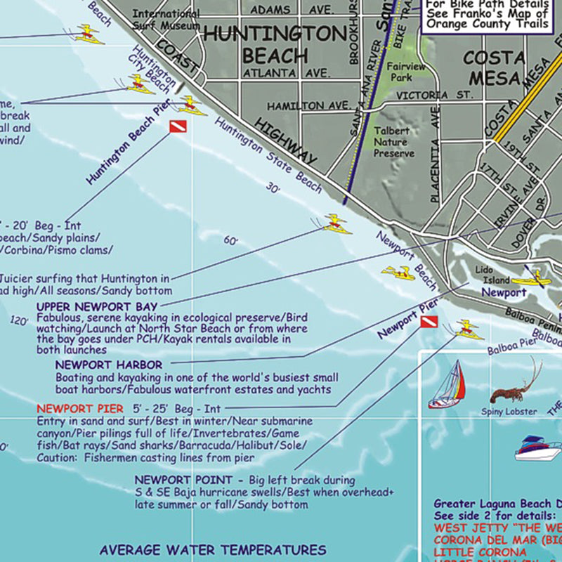 Franko Maps Orange County Coast Dive Creature Guide 14 X 21 Inch