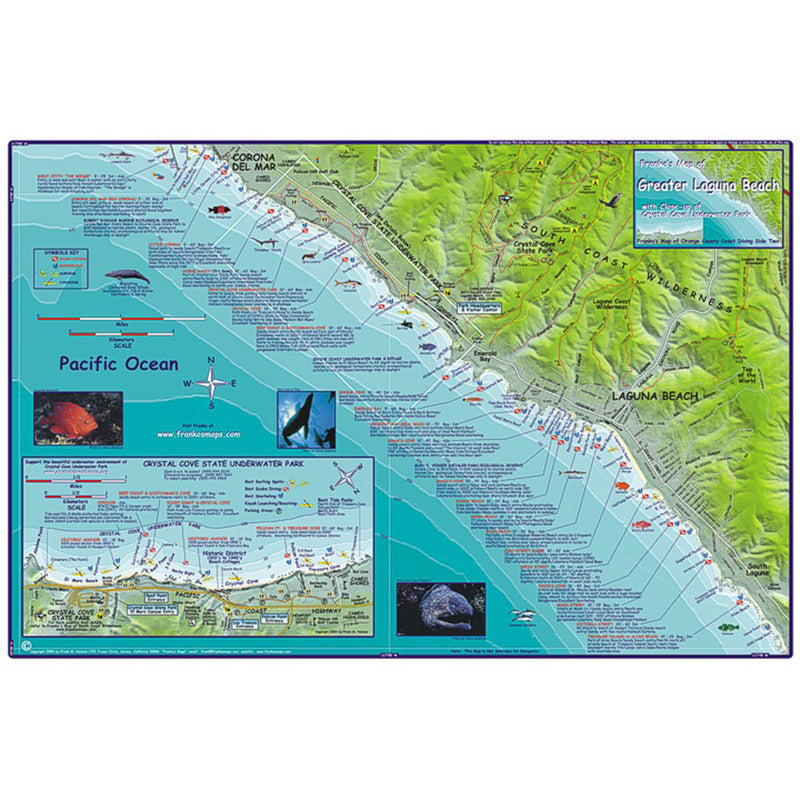 Franko Maps Orange County Coast Dive Creature Guide 14 X 21 Inch