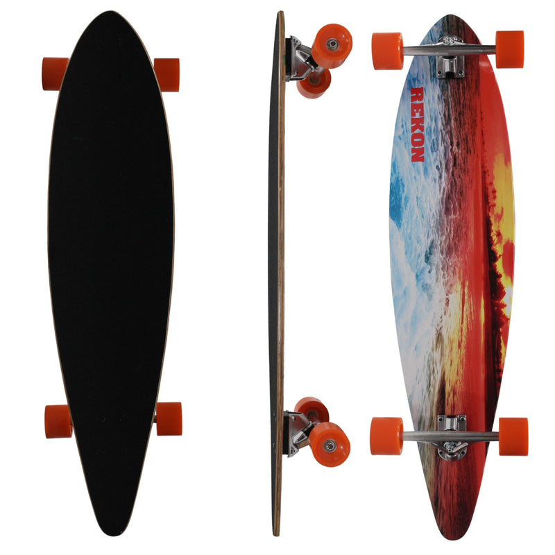41 inch Reckon Sunset Flat Pintail Cruiser Maple Wood Complete Longboard 