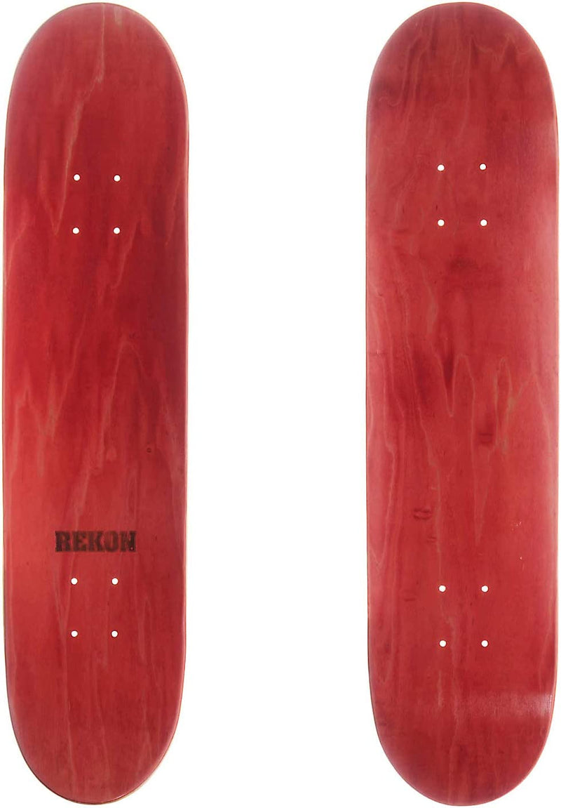 Rekon Canadian Maple Blank Red Skateboard Deck