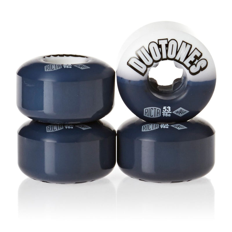 Ricta 53mm Duo Tones White Black 98a Skateboard Wheels (4 Pack)