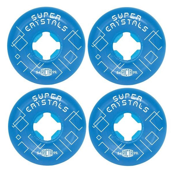 Ricta 54mm Super Crystals Blue 99a Skateboard Wheels (4 Pack)