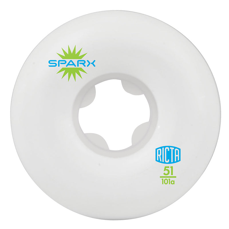 RICTA Skateboard Wheels 51mm Sparx 101a White 4 Pack