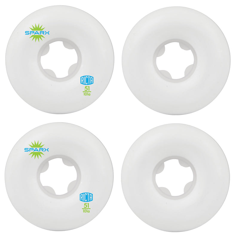RICTA Skateboard Wheels 51mm Sparx 101a White 4 Pack
