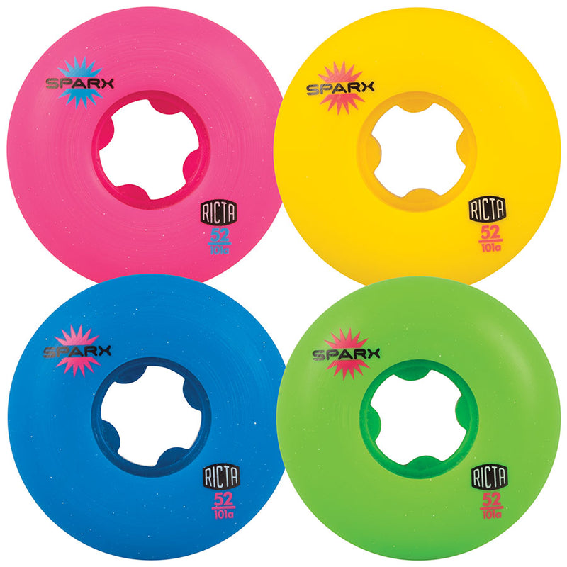RICTA Skateboard Wheels 52mm Sparx 101a Mix Up Color 4 Pack