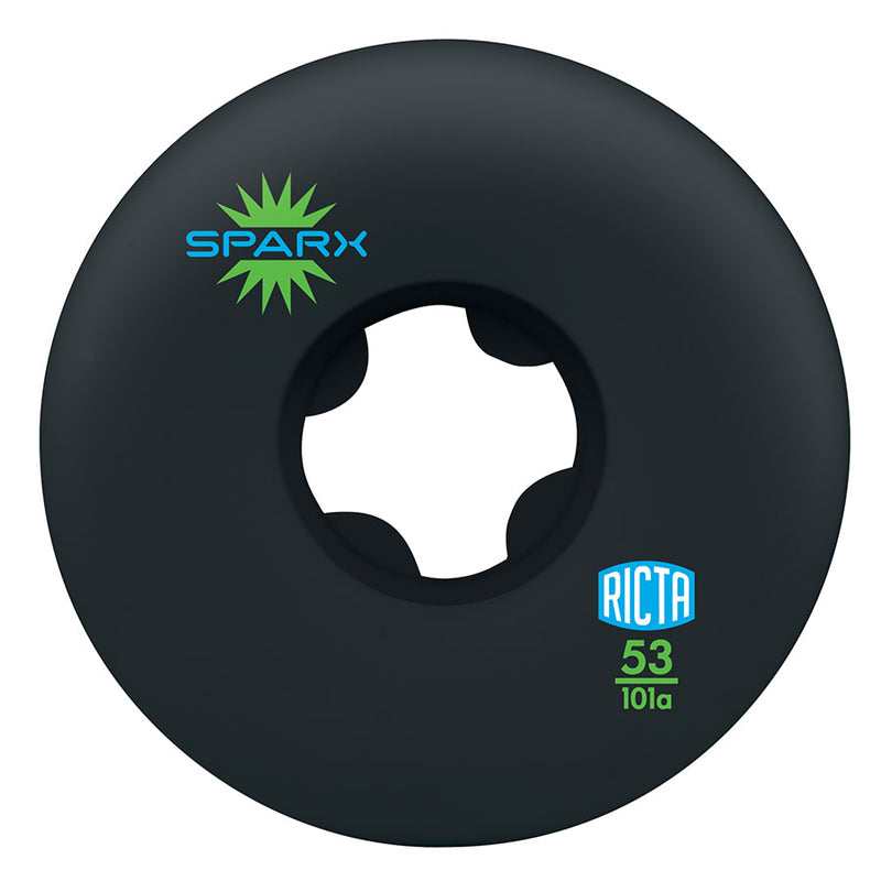 Ricta Black Sparx Skateboard Wheels | 53mm 101A