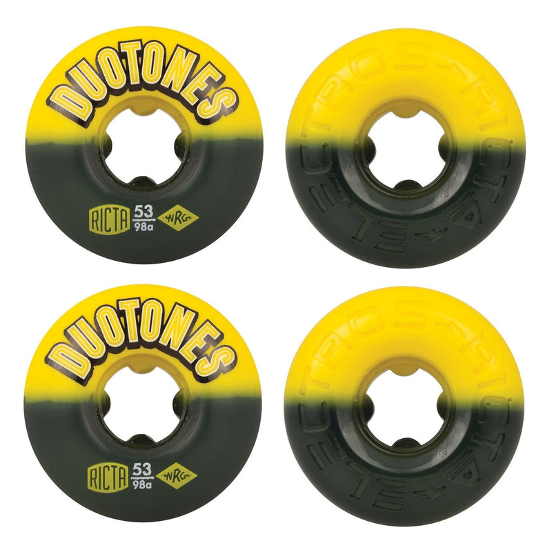 RICTA Skateboard Wheels Duo Tones 53mm Electros 98a 4 Pack