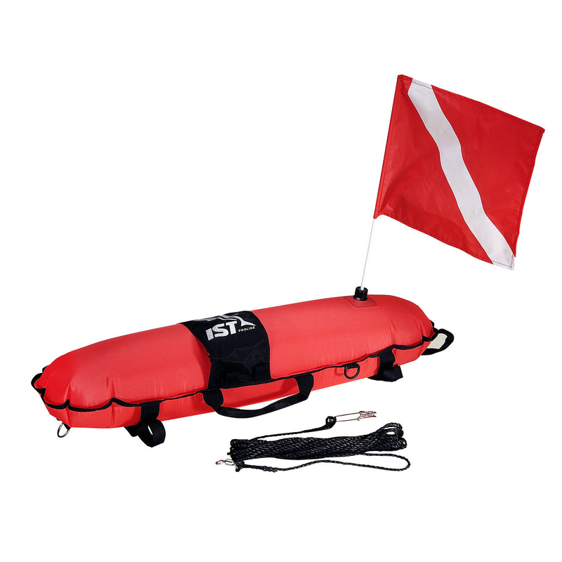 IST SBA-1 33.5” Torpedo Buoy with Flag for Spearfishing, Drift Diving