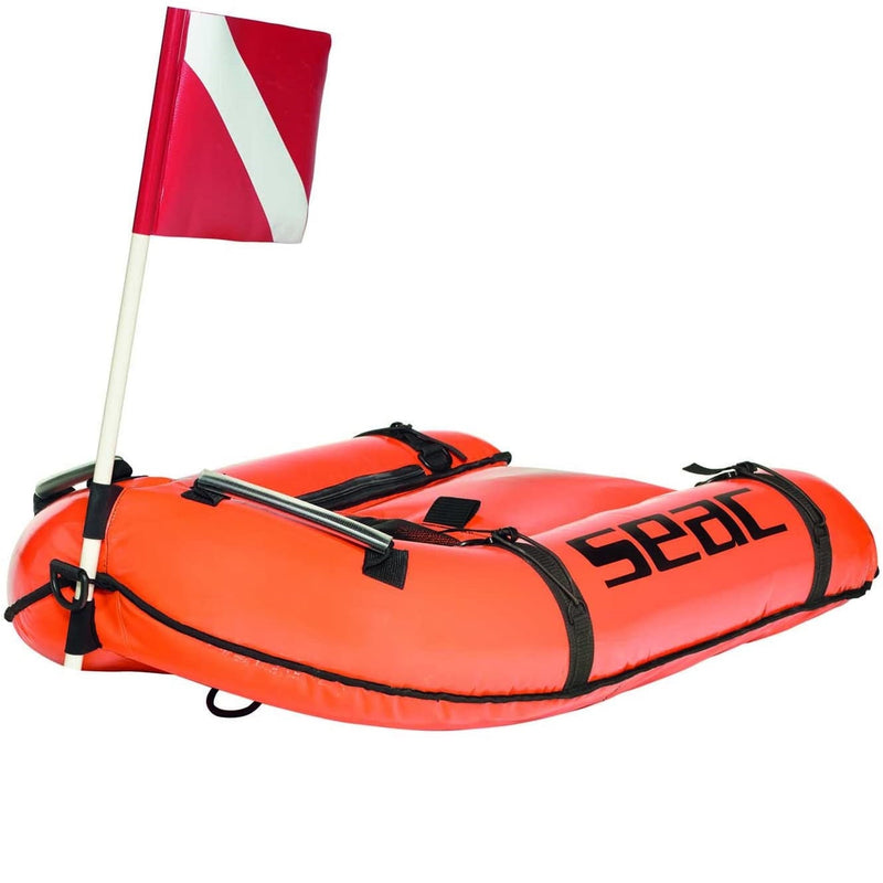 SEAC Bounty, Inflatable Float Board for Freediving and Spearfishing, 31.5x21.6 in, Alpha Bow Flag Included, Orange