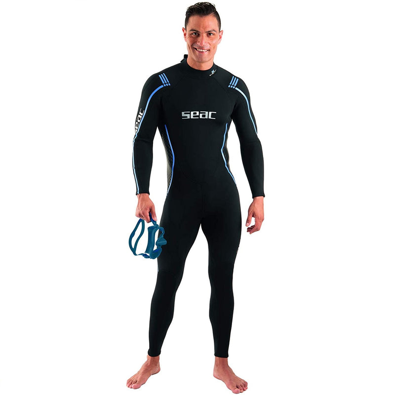 Seac Feel Man, one-Piece Ultra-Elastic 3 mm Neoprene Wetsuit with Back Zipper for Diving