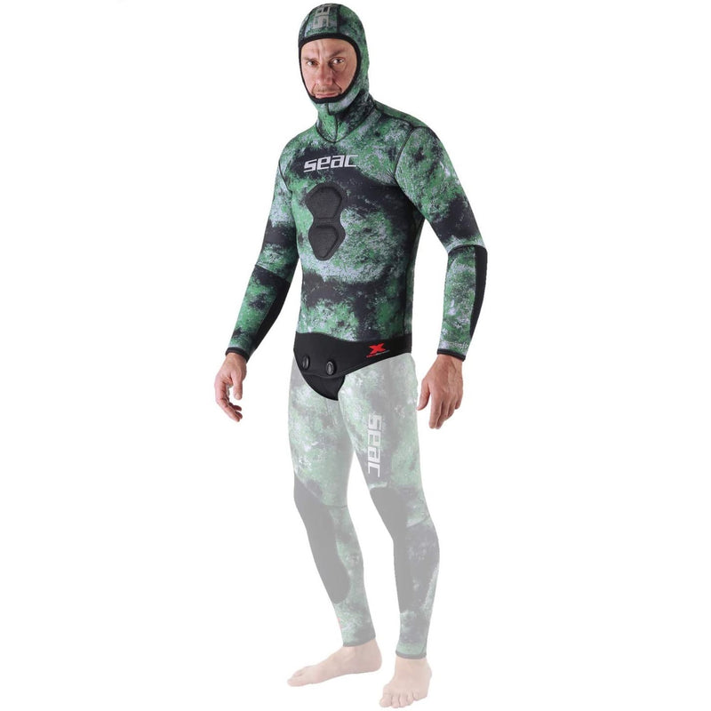 Seac Ghost, Jacket in 7 mm Ultrastretch Neoprene with Incorporated Hood for Freediving and Spearfishing
