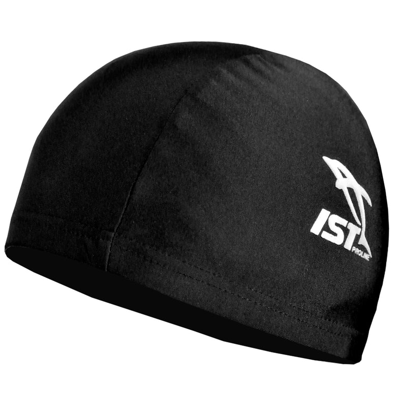 black spandex swim cap