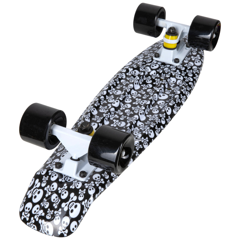 Rekon Complete 22" Mini Cruiser Plastic Skateboard (White Skulls)