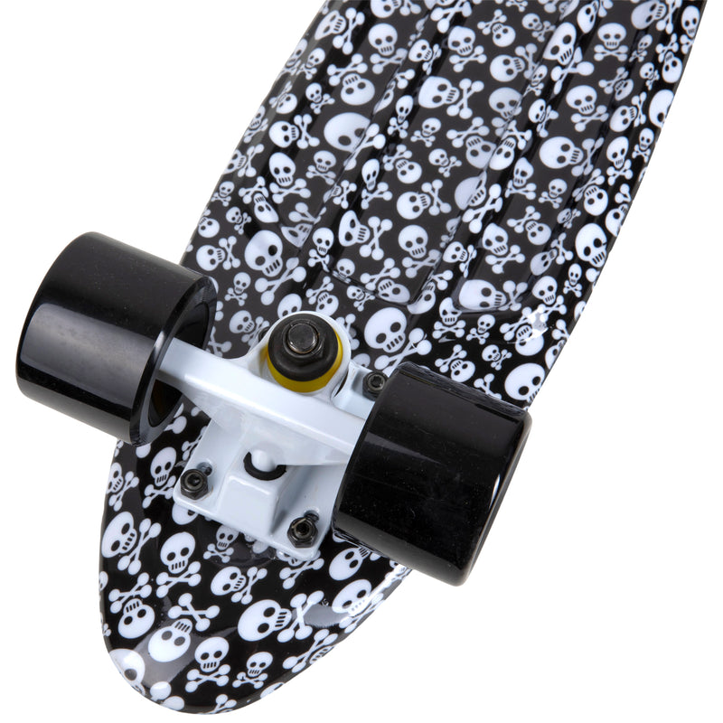 Rekon Complete 22" Mini Cruiser Plastic Skateboard (White Skulls)