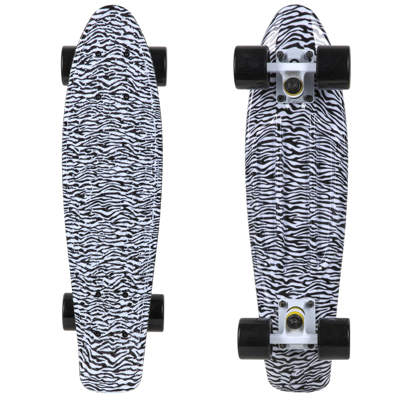 Rekon Complete 22" Mini Cruiser Plastic Skateboard (Zebra)