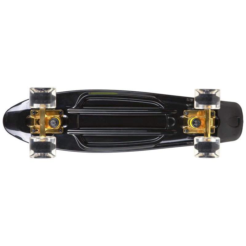 Rekon Complete 22" Mini Cruiser Plastic Skateboard (Black/Gold)
