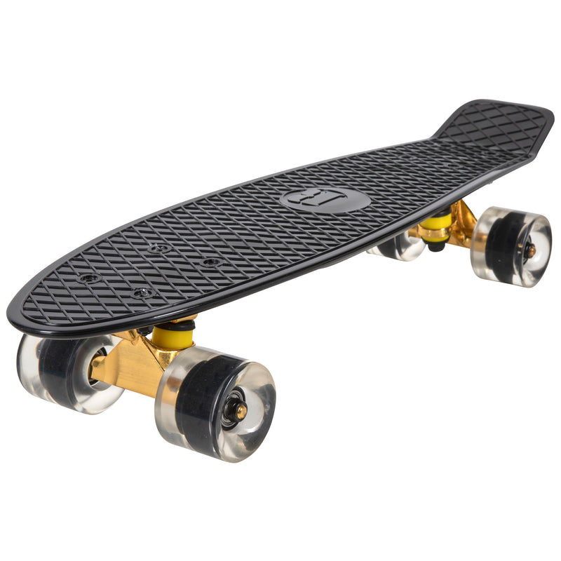 Rekon Complete 22" Mini Cruiser Plastic Skateboard (Black/Gold)