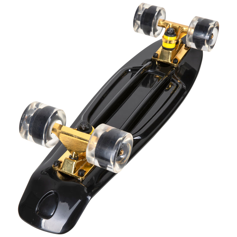 Rekon Complete 22" Mini Cruiser Plastic Skateboard (Black/Gold)