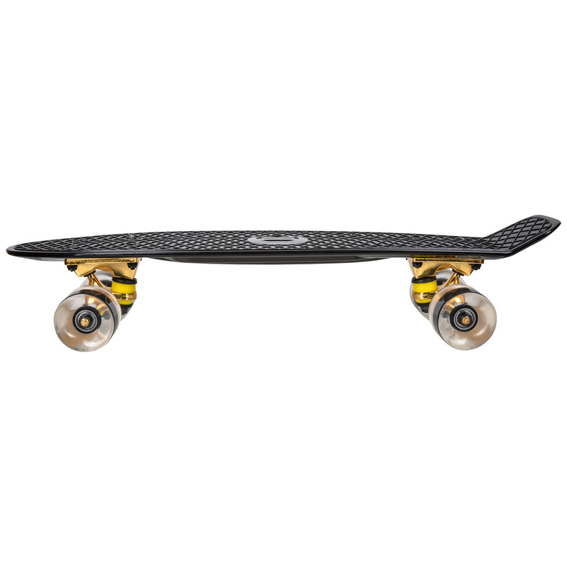 Rekon Complete 22" Mini Cruiser Plastic Skateboard (Black/Gold)