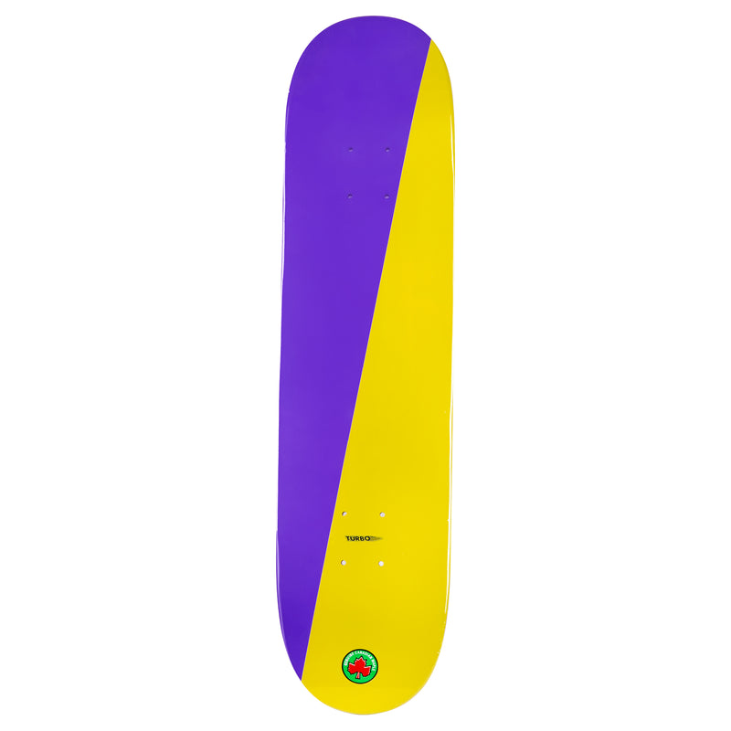 2-Tone Purple and Yellow Skateboard Deck Back Side