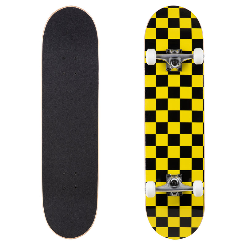 Runner Complete Skateboard | 8" Checker Yellow