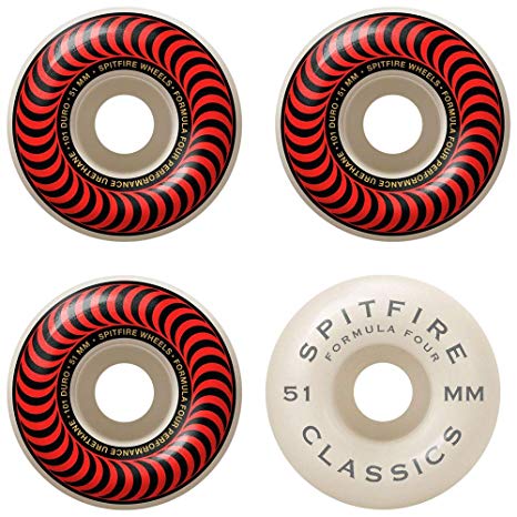 Spitfire 51mm F4 Classic Swirl White Red Skateboard Wheel 101a