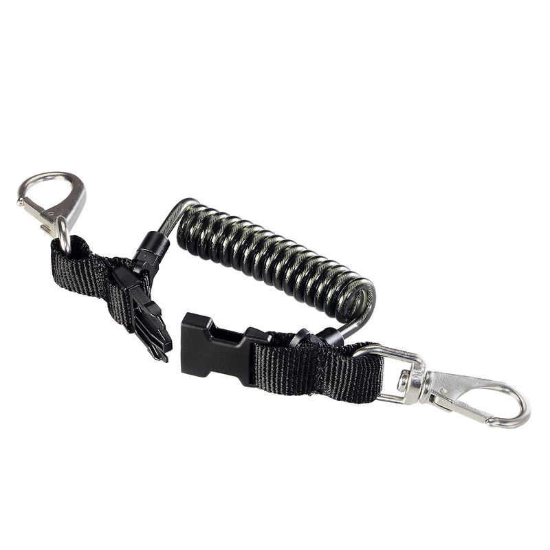 Stainless Wire Reinforced Coil Lanyard, Two Swiveling Gate Clips