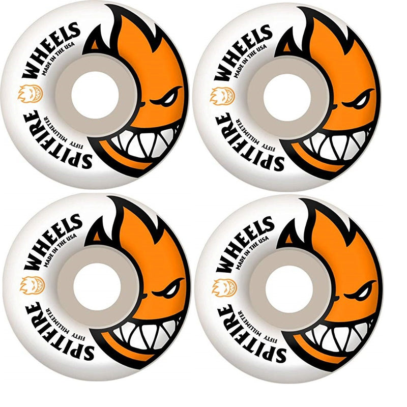 Spitfire 50mm Bighead Skateboard Wheel, White/Orange