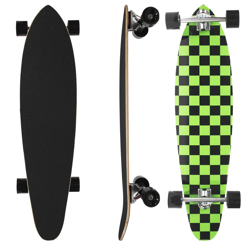 40 inch Rekon Green Checker Kicktail Cruiser Maple Wood Complete Longboard 