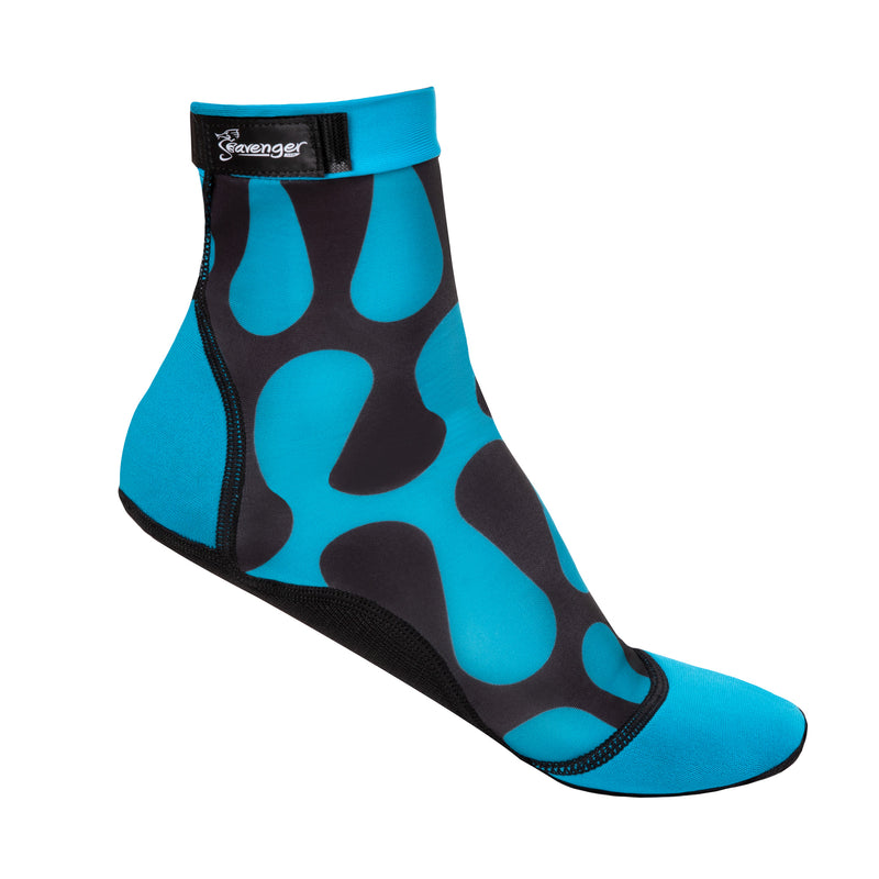 tall beach socks with a blue wave pattern