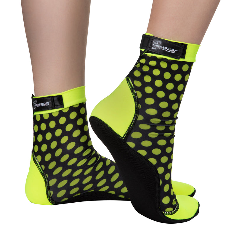 tall beach socks for kids with yellow polka dots