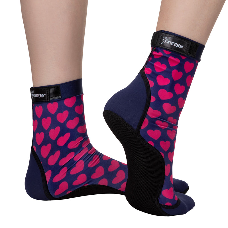tall beach socks with pink hearts for kids