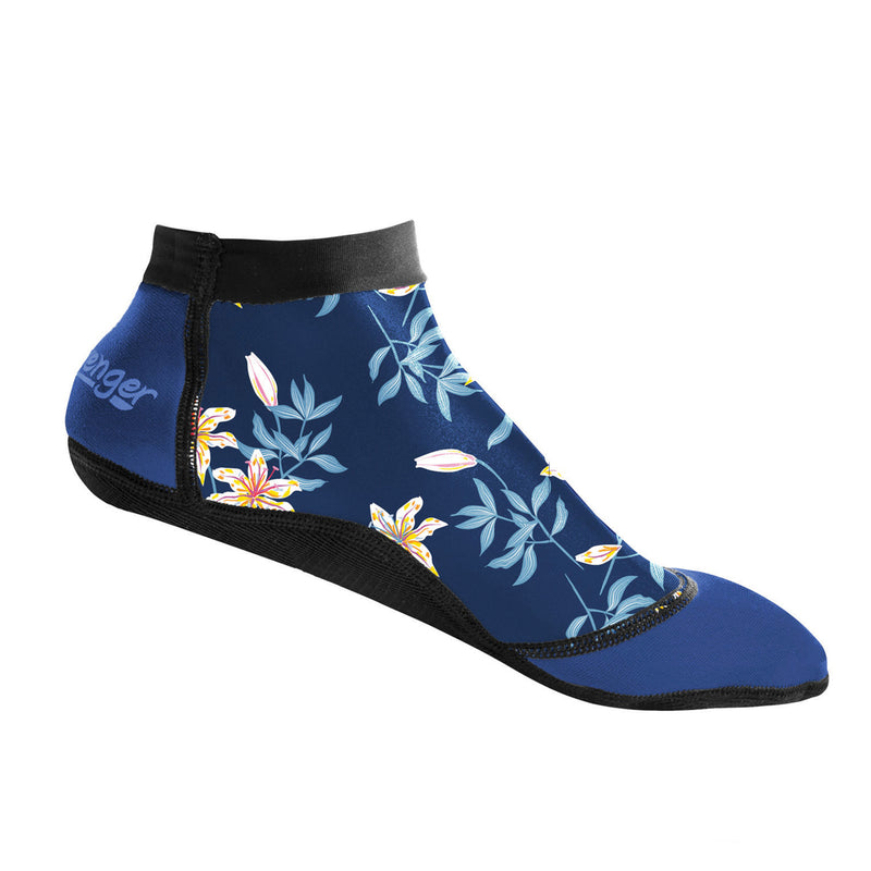 short beach socks with dark blue floral