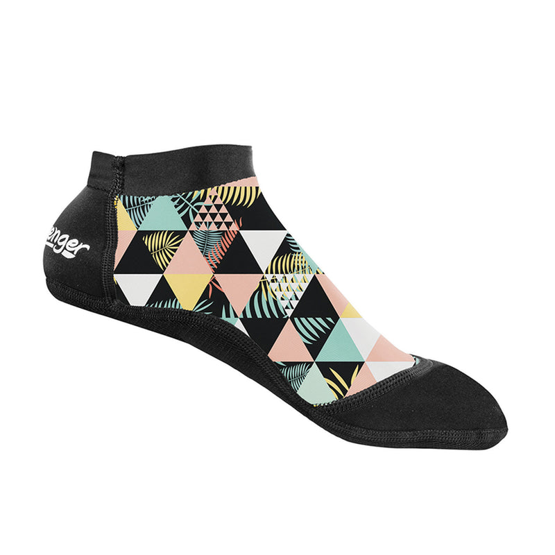 short beach socks with a geometric palm pattern