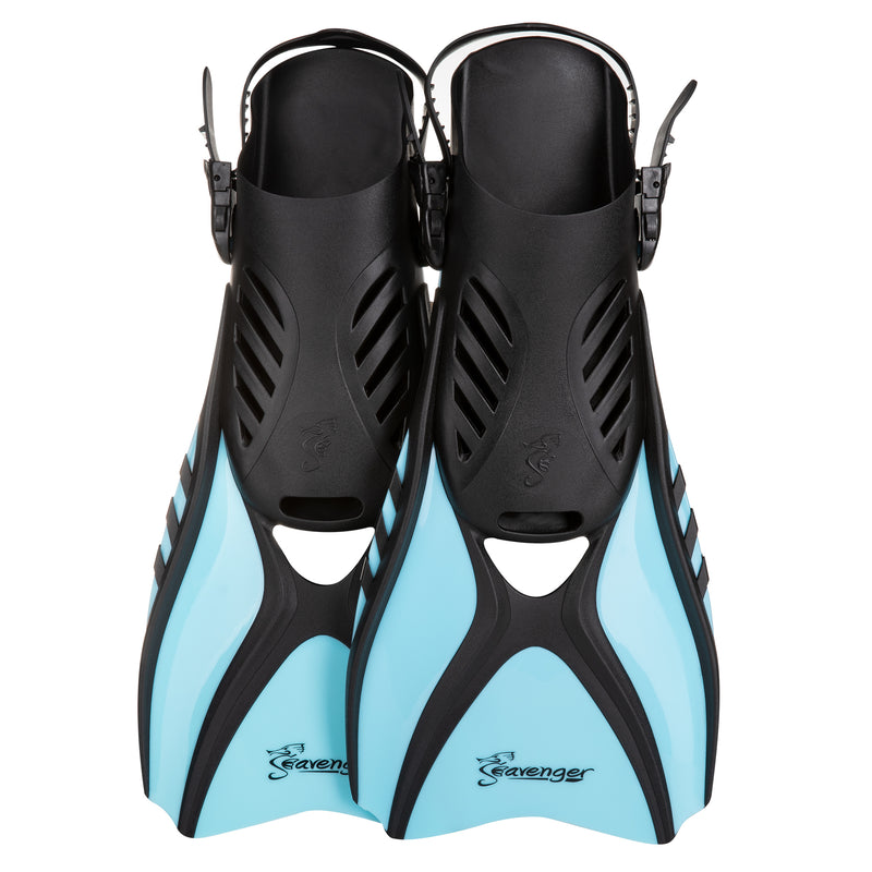 light blue snorkeling fins